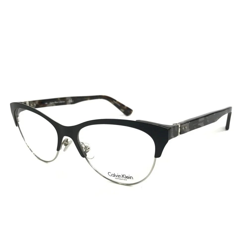 Calvin Klein Eyeglasses Frames CK8020 001 Shiny Black Tortoise Cat Eye 52-16-135